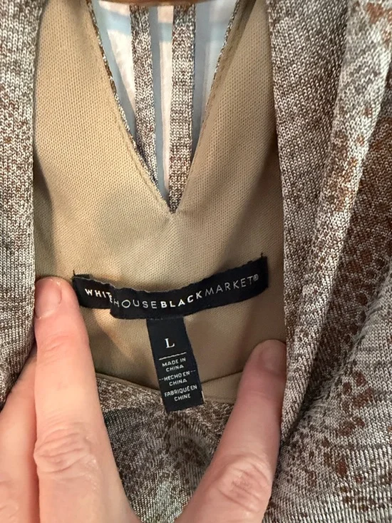 White House Black Market Taupe Brown/Copper Printed Tie-Waist Mini Dress - Picture 3 of 5